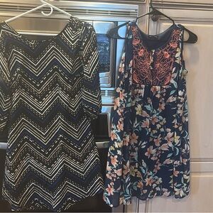 As U Wish Navy Floral and Black Chevron Dresses